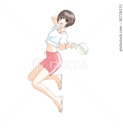 [Natural hair color] Short-cut girl in pink in sporty summer clothes 92726331