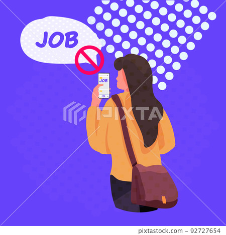 unhappy businesswoman using smartphone dismissal unemployment jobless employee job reduction concept 92727654