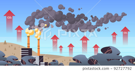 high concrete chimney emits CO2 and dangerous fumes presence of carbon dioxide gas in atmosphere 92727792