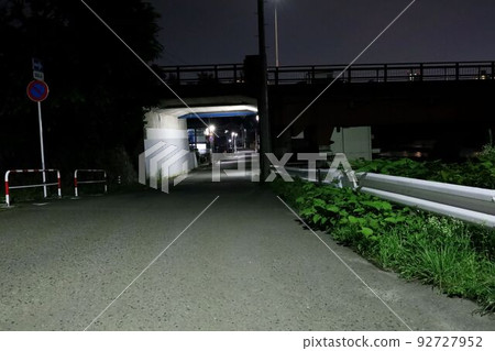 Night view of tunnel under Odomi Bridge, Aoba Ward, Sendai City Night view of tunnel under Odomi Bridge, Aoba Ward, Sendai City 92727952
