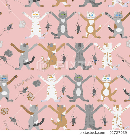 funny naughty cats and mice seamless pattern 92727989