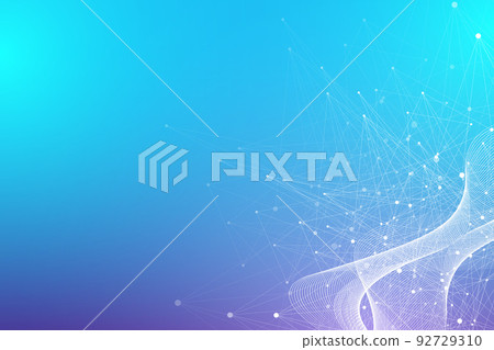 Expansion of life. Colorful explosion background with connected line and dots, wave flow. Visualization Quantum technology. Abstract graphic background explosion, motion burst illustration. Expansion of life. Colorful explosion background with connected line and dots, wave flow. Visualization Quantum technology. Abstract graphic background explosion, motion burst illustration. 92729310