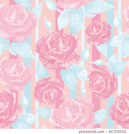 Seamless pattern pattern with roses geometric line style purple flowers with buds on a peach background. The fabric is fashionable with trend pattern. Seamless pattern pattern with roses geometric line style purple flowers with buds on a peach background. The fabric is fashionable with trend pattern. 92729530