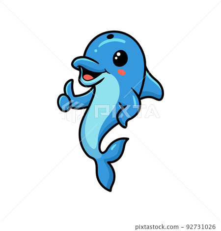 Cute little dolphin cartoon giving thumb up Cute little dolphin cartoon giving thumb up 92731026