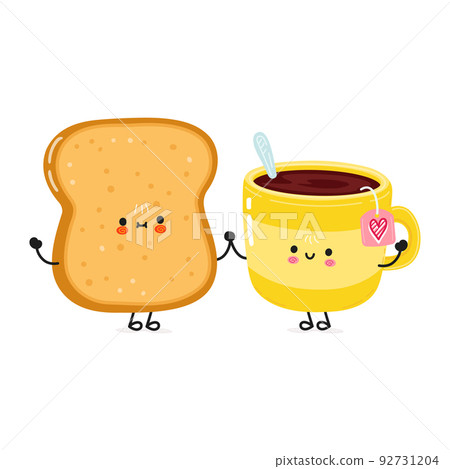 cup of tea and toast character illustration cup of tea and toast character illustration 92731204