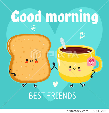 cup of tea and toast character illustration cup of tea and toast character illustration 92731205