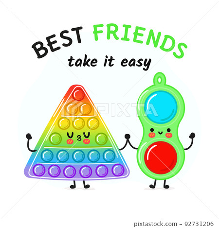 Card with funny cute happy pop it and simple dimple characters. Vector hand drawn doodle style cartoon character illustration icon design. Cute pop it and simple dimple mascot Card with funny cute happy pop it and simple dimple characters. Vector hand drawn doodle style cartoon character illustration icon design. Cute pop it and simple dimple mascot 92731206