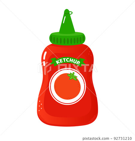 Cute funny ketchup character. Vector hand drawn cartoon kawaii character illustration icon. Isolated on white background. Ketchup character concept Cute funny ketchup character. Vector hand drawn cartoon kawaii character illustration icon. Isolated on white background. Ketchup character concept 92731210