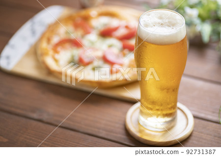 Draft beer and pizza in summer Draft beer and pizza in summer 92731387