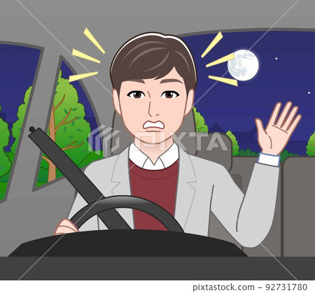 young man driving at night young man driving at night 92731780