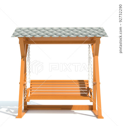 garden wooden swing 3d render illustration garden wooden swing 3d render illustration 92732290