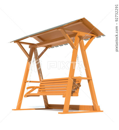 garden wooden swing 3d render illustration garden wooden swing 3d render illustration 92732291
