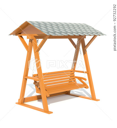 garden wooden swing 3d render illustration garden wooden swing 3d render illustration 92732292