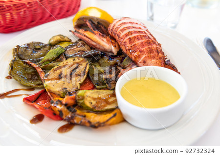 Grilled squid and vegetables Grilled squid and vegetables 92732324
