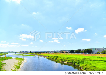 Tamagawara Bridge / Looking downstream from the Tamagawa River (Chofu City, Tokyo) [July 2022] 92732914