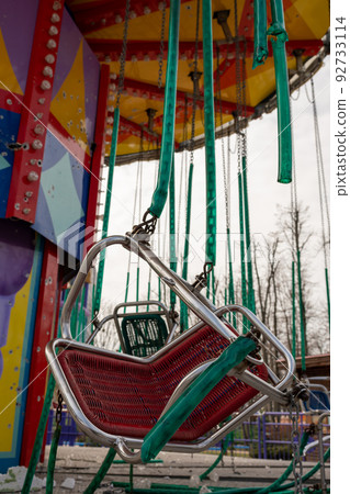 Carousel for children during war in Ukraine shot by Russian soldiers 92733114