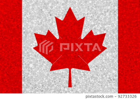 Canada flag on styrofoam texture. national flag painted on the surface of plastic foam 92733326