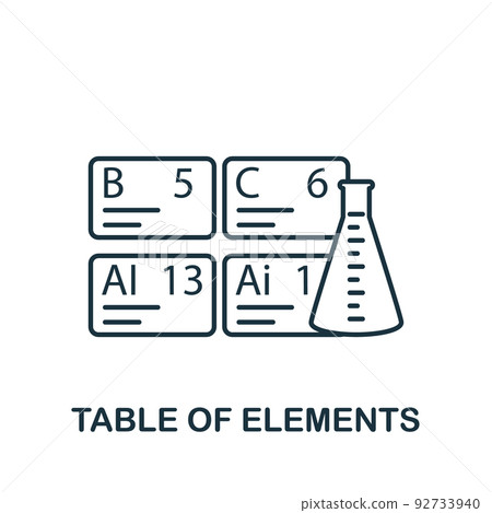 Table Of Elements icon. Monochrome simple Bioengineering icon for templates, web design and infographics 92733940