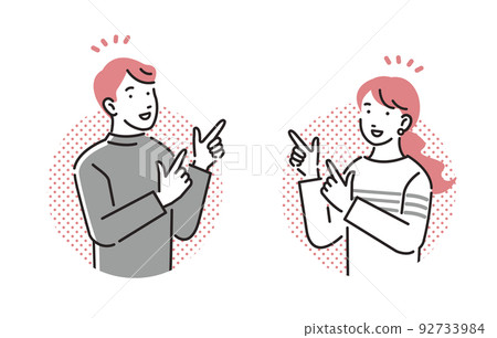Couple icon set pointing finger 92733984