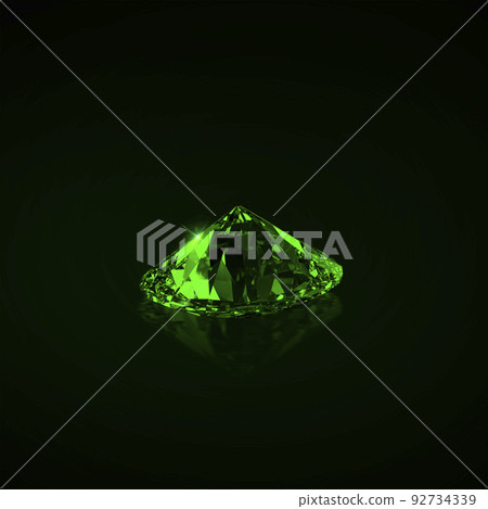 Green dazzling diamond on black background. 3D render Green dazzling diamond on black background. 3D render 92734339