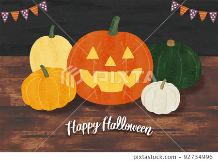 萬聖節南瓜各種水彩 92734996