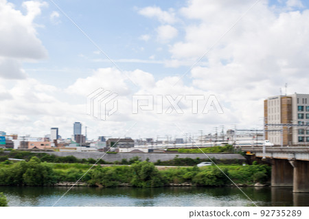 [Tokaido Shinkansen] Shinkansen crossing the Shonai River 92735289