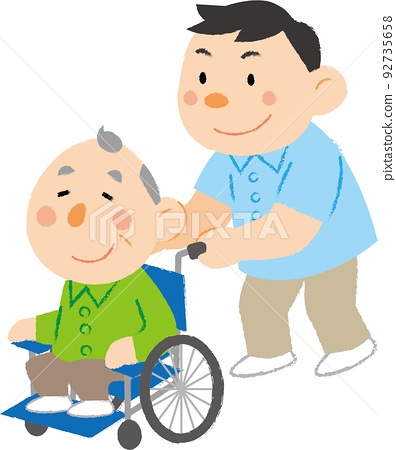 Grandpa riding a wheelchair - Stock Illustration [92735658] - PIXTA