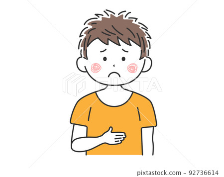 一個男人腹痛捂著肚子的插圖 92736614