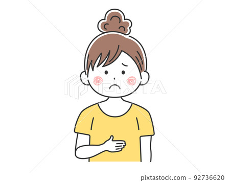 一個女人抱著她的胃腹痛的插圖 92736620