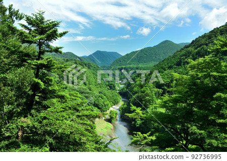Nasushiobara mountains and Naka River in summer 92736995