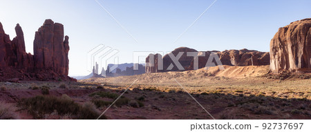 Desert Rocky Mountain American Landscape. Morning Sunny Sunrise Desert Rocky Mountain American Landscape. Morning Sunny Sunrise 92737697