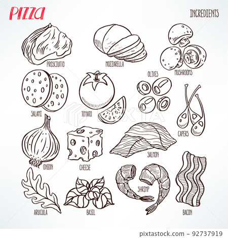 pizza sketch ingredients pizza sketch ingredients 92737919