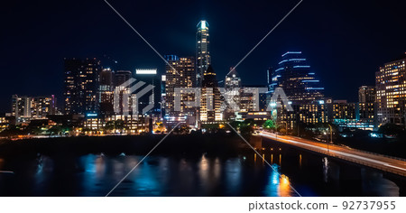 Downtown Austin Texas skyline and Colorado river 92737955