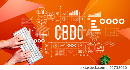 CBDC theme with person using computer keyboard CBDC theme with person using computer keyboard 92738010