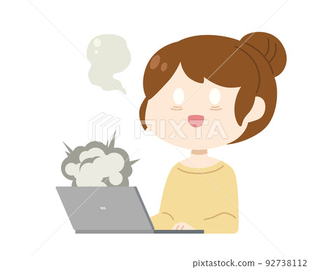 A woman who is absent-minded after her computer crashes 92738112