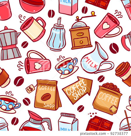 cute seamless coffee background 92738377