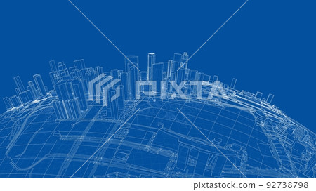 3d city sphere. Vector rendering of 3d 3d city sphere. Vector rendering of 3d 92738798