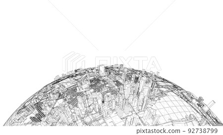 City on small planet. Vector rendering of 3d City on small planet. Vector rendering of 3d 92738799