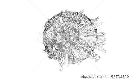 City on small planet. Vector rendering of 3d 92738830
