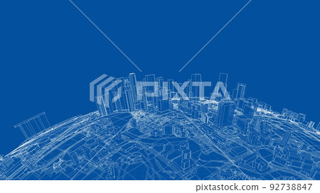 3d city sphere. Vector rendering of 3d 3d city sphere. Vector rendering of 3d 92738847