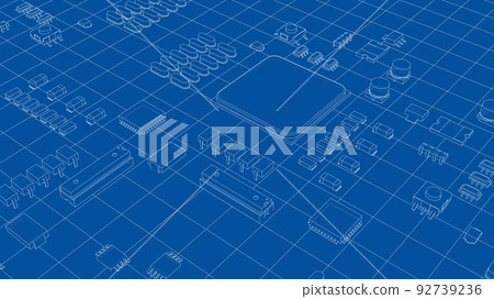 Electric circuit board, various chips. Vector Electric circuit board, various chips. Vector 92739236