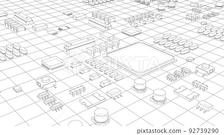 Electric circuit board, various chips. Vector Electric circuit board, various chips. Vector 92739290