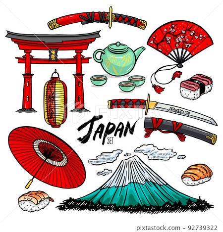 set of Japanese symbols 92739322