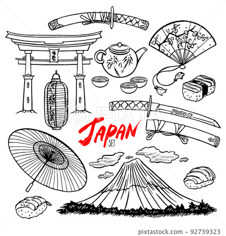 set of Japanese symbols 92739323