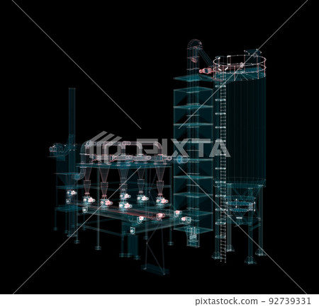 Particle hologram industrial equipment, valves, pipes and sensors Particle hologram industrial equipment, valves, pipes and sensors 92739331