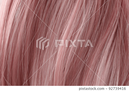 Pink curly hair texture closeup. Pink hair background. 92739416