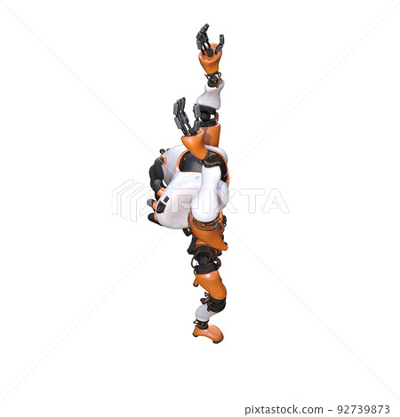 Cartoon character roboter isolated on white background. Character for collages, Clipart, photobashing. 3d rendering illustration. 92739873