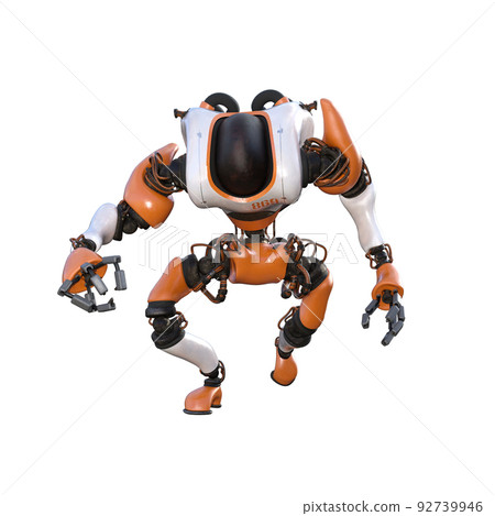 Cartoon character roboter isolated on white background. Character for collages, Clipart, photobashing. 3d rendering illustration. Cartoon character roboter isolated on white background. Character for collages, Clipart, photobashing. 3d rendering illustration. 92739946