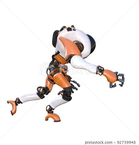 Cartoon character roboter isolated on white background. Character for collages, Clipart, photobashing. 3d rendering illustration. Cartoon character roboter isolated on white background. Character for collages, Clipart, photobashing. 3d rendering illustration. 92739948