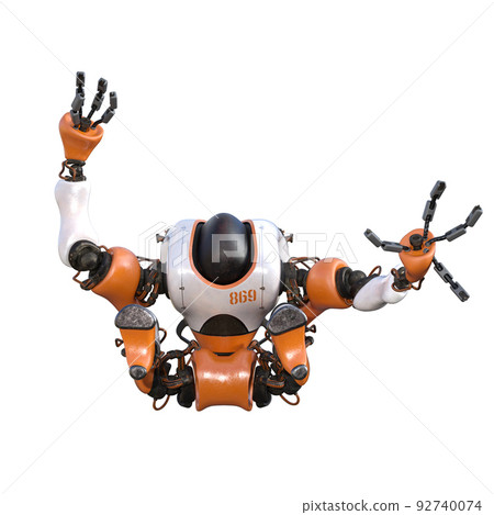 Cartoon character roboter isolated on white background. Character for collages, Clipart, photobashing. 3d rendering illustration. Cartoon character roboter isolated on white background. Character for collages, Clipart, photobashing. 3d rendering illustration. 92740074
